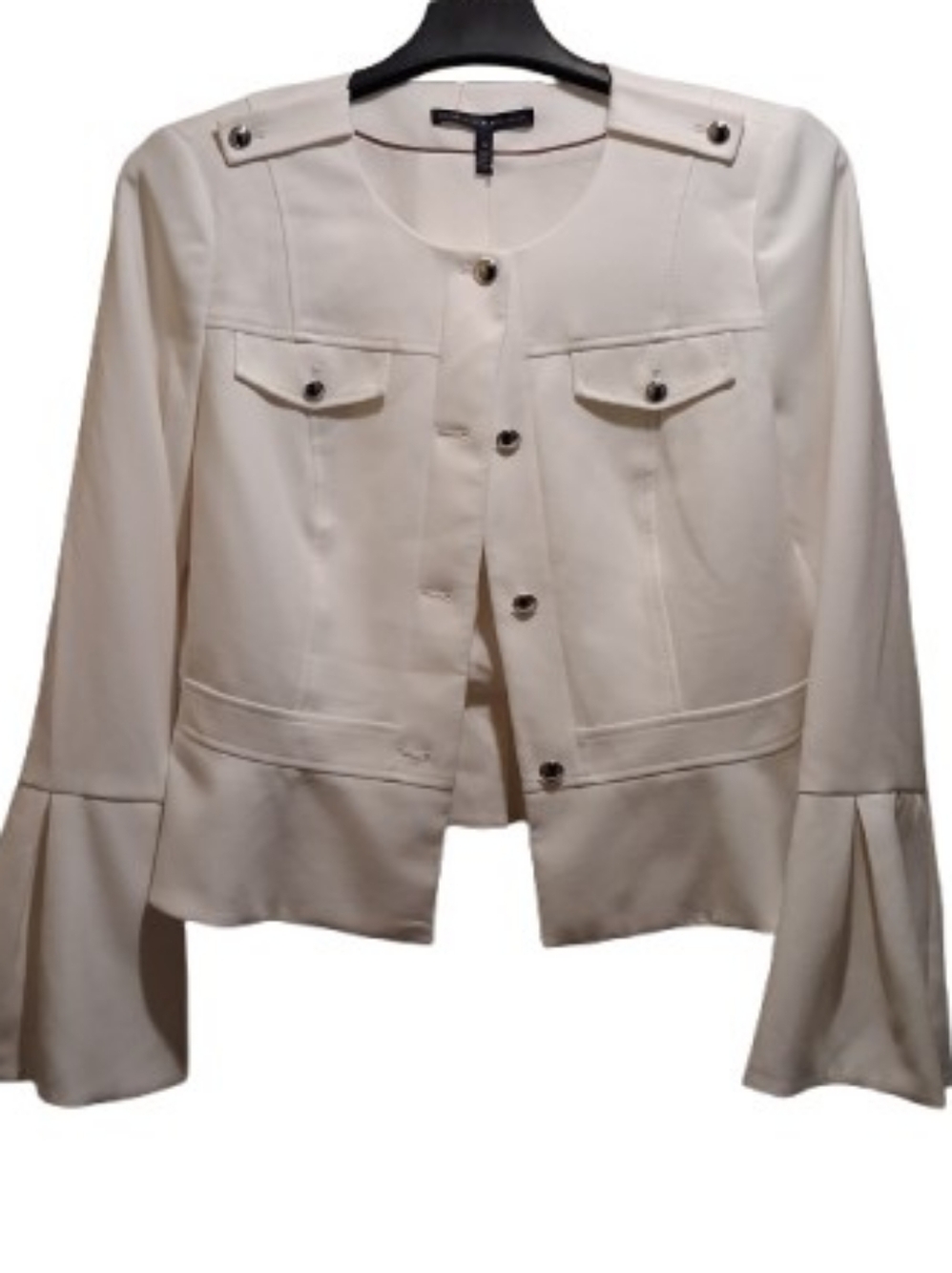 White House Black Market Cropped Utility Jacket in White